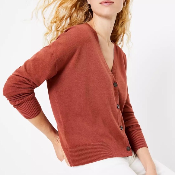 LOFT Relaxed V-Neck Cardigan - Picture 2 of 2